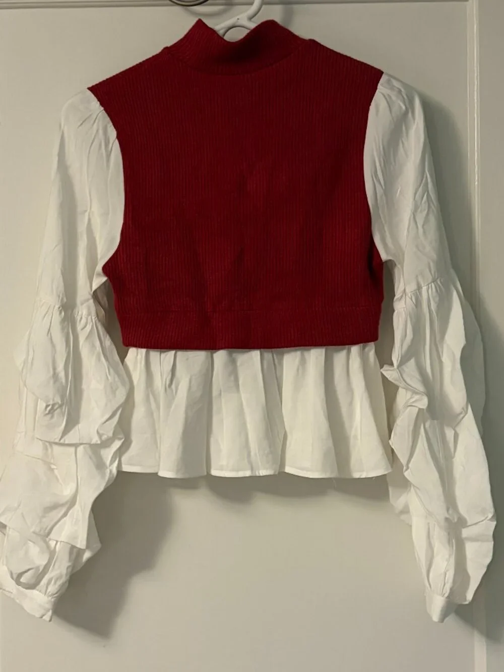 Anthropologie layered sweater vest puff sleeves size XS academia preppy classic